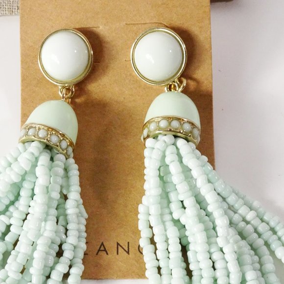 Lee angel Mint Green shiny ball Enamel Crystal Waterfall Bead earrings NWT 138 - Picture 6 of 6